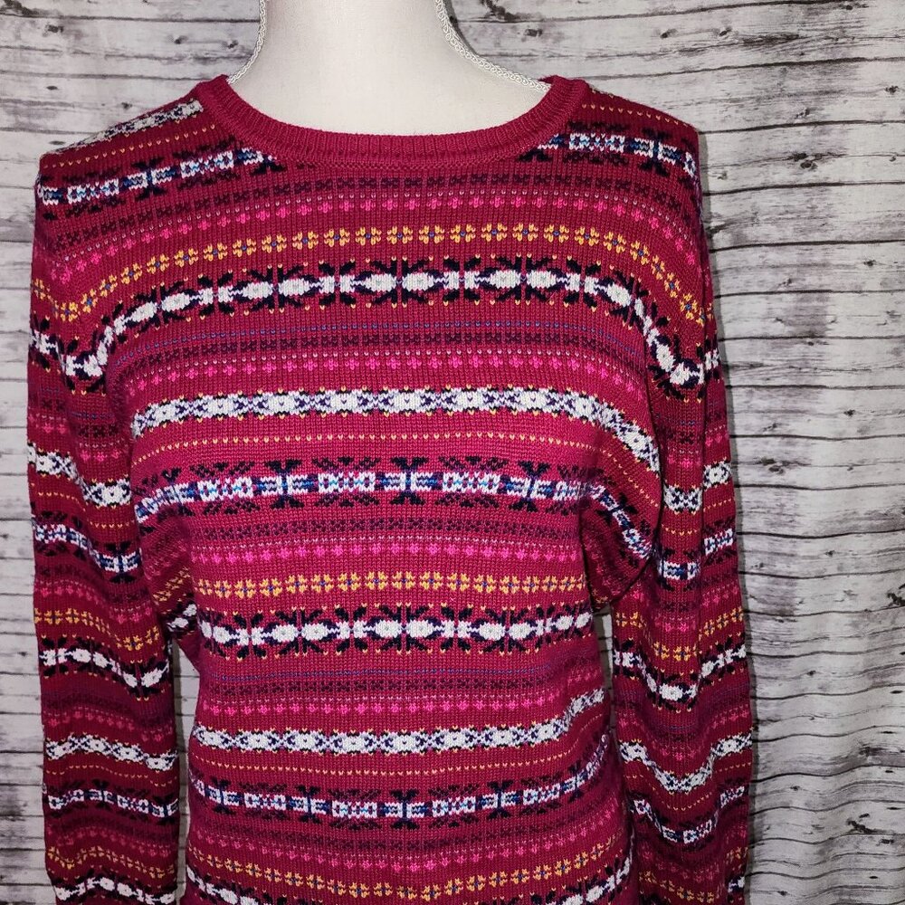 90s Vintage 100% Cotton G.H. Bass & Co. Fair isle Pattern Cotton Sweater
